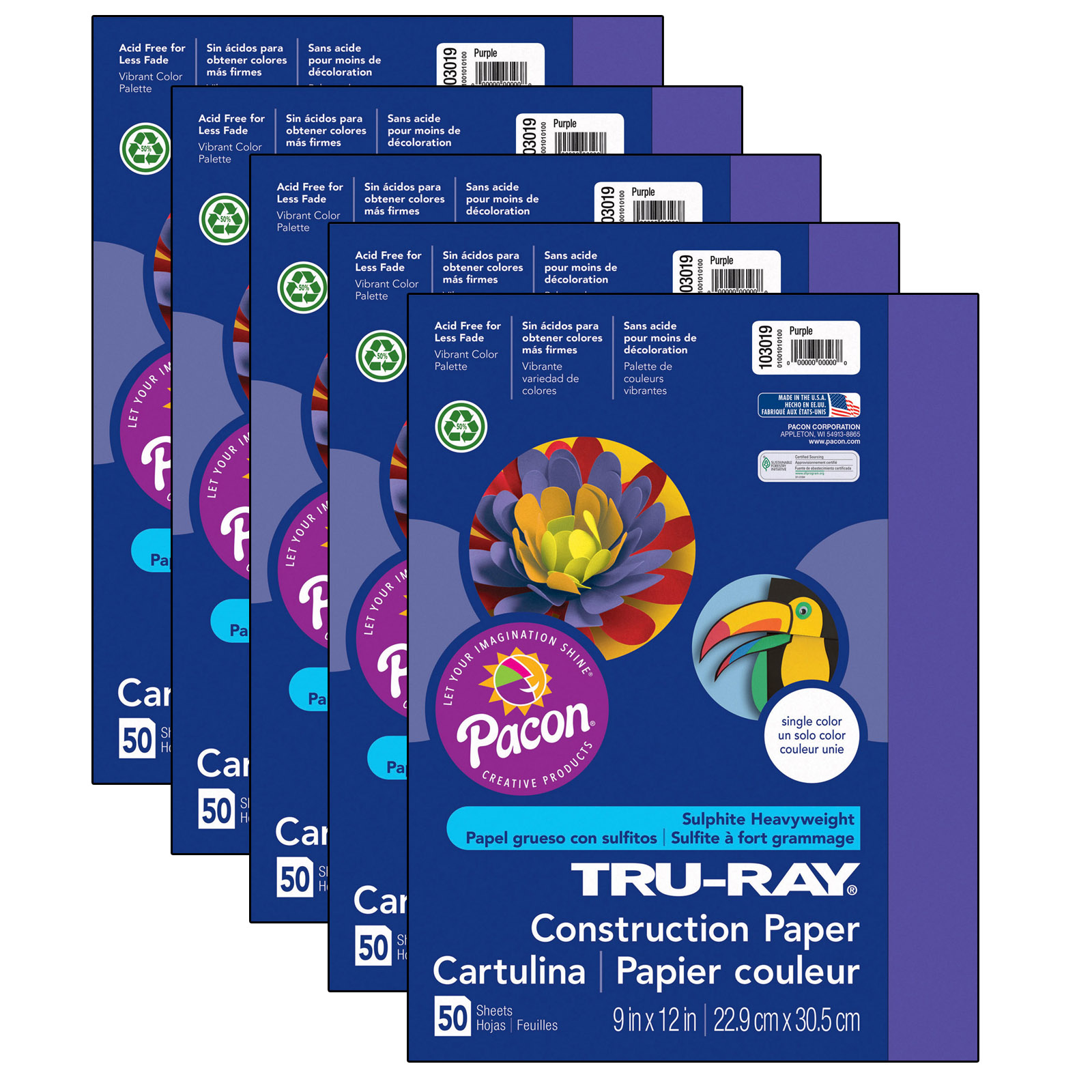 Tru-Ray® 9 x 12 Construction Paper, 5 Packs of 50 Sheets